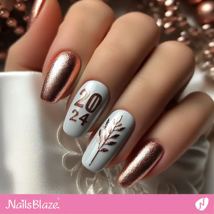 Rose Gold Nails Design for New Year | 2024 Nails - NB3773
